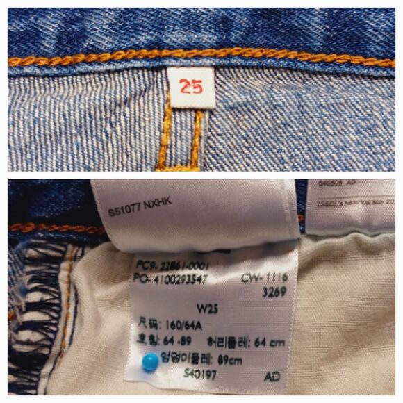 Rare Levi’s White Oak Cone Denim Jeans Women's Sz 25 Raw Hem High-Rise ButtonFly - Picture 6 of 9